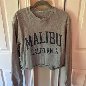 Brandy Gray Malibu California Cropped Sweatshirt